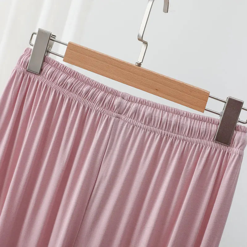 Modal Homewear set O-neck Tshirts short sleeves and Wide leg pants Loose sleepwear Casual streetwear suit all match