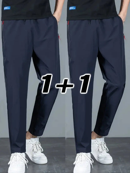 2 Pieces Men's Casual Pants Stretch Elastic Waist Jogger Korean Classic Blue Black Gray Male Brand Trousers Plus Size Badiee Stylez