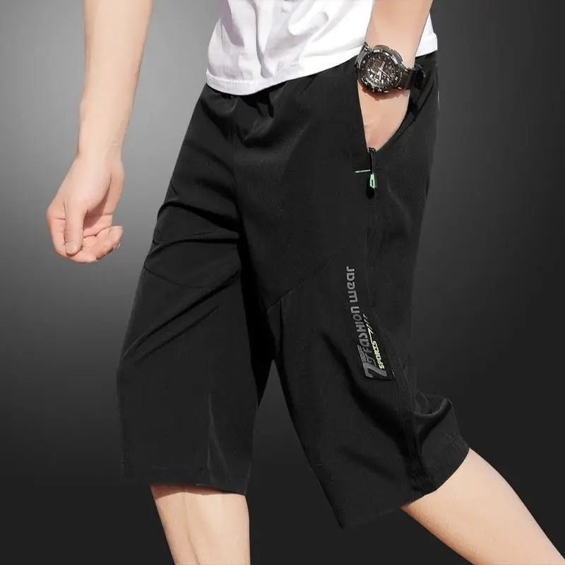 Men's work pants, knee length pants, zippered pockets, summer shorts, hiking and jogging elastic waist sportswear Badiee Stylez