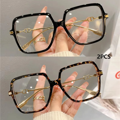 Fashion Oversized Square Eyewear Retro Womens Light Bloking Metal Frame Glasses Trend Optical Computer Eyeglasses Badiee Stylez