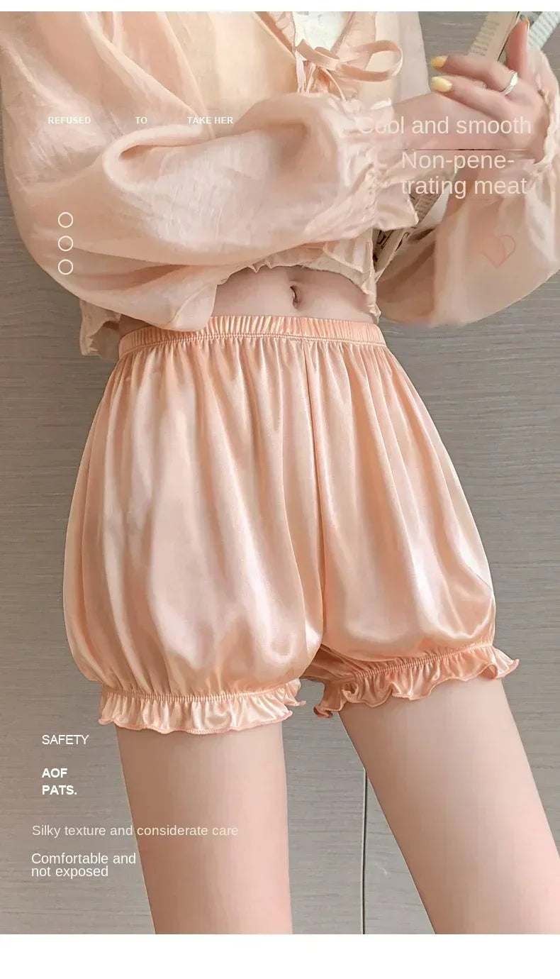 Summer Thin Safety Pants Women JK Leggings Women Anti-slip Safety Pants Women Loose Wear Shorts Home Pajama Pants Women White