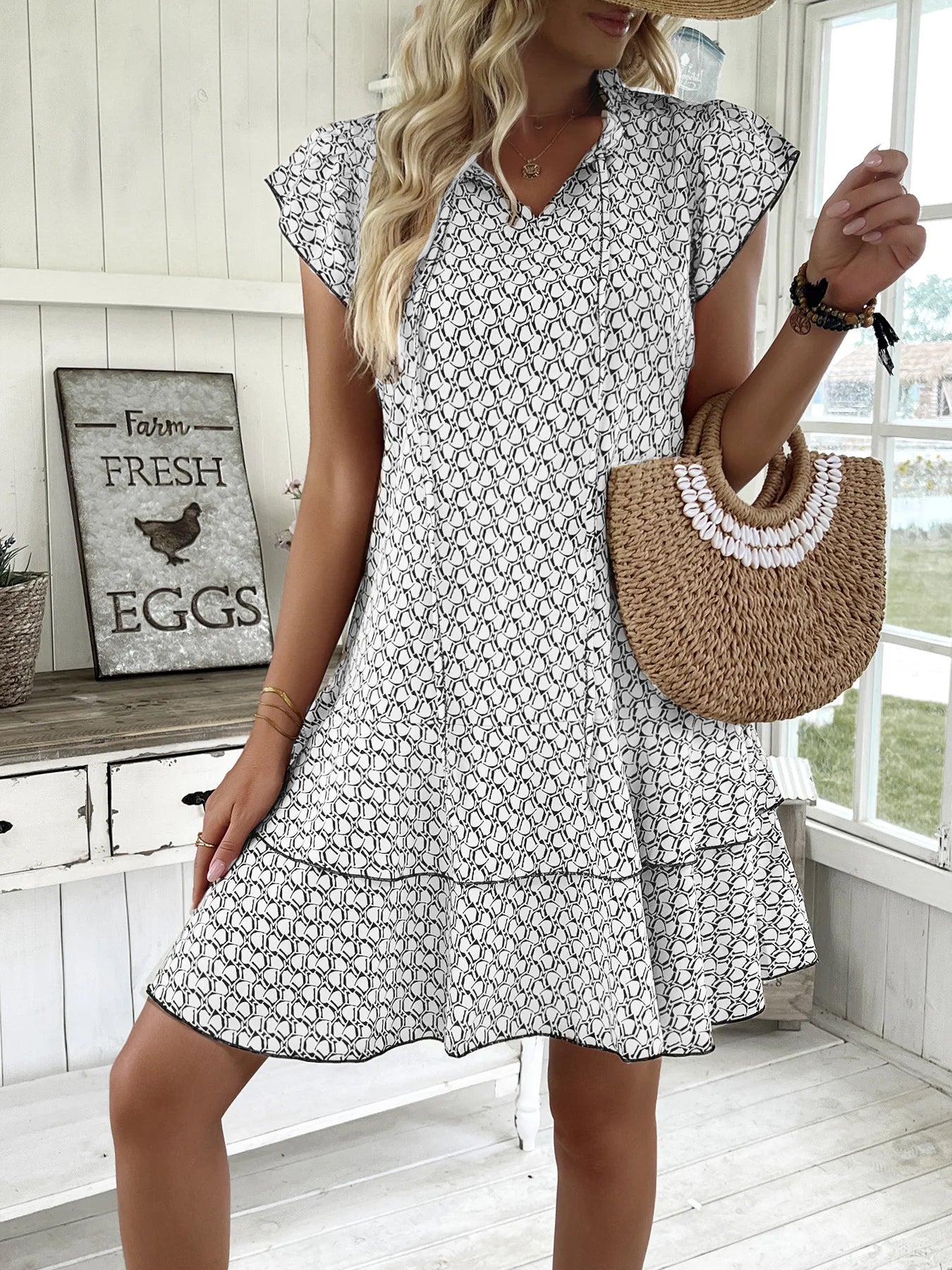 Casual Loose Printed Short Dresses For Women 2025 Fashion Summer Women's A-Line Mini Dress Elegant Vintage Female Dresses