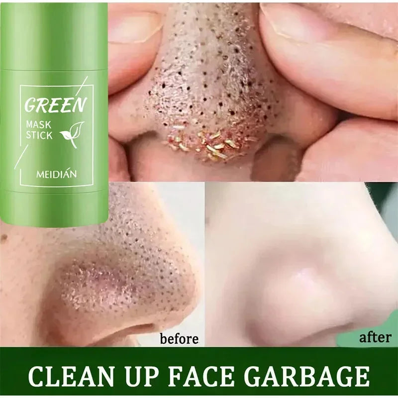 Green Tea Remove Blackhead Solid Mask Dispel Acne Blemish Cleansing Stick Mask Shrink Pores Tighten Whitening Repair Skin Care