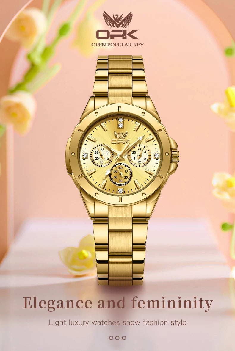 OPK 6001 Women's Watches Original Quartz Watch Waterproof Multifunctional Chronograph Ladies Watches Girls Gifts Reloj Mujer
