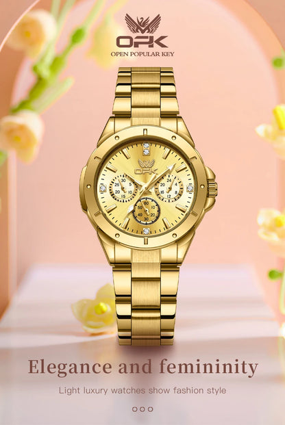 OPK 6001 Women's Watches Original Quartz Watch Waterproof Multifunctional Chronograph Ladies Watches Girls Gifts Reloj Mujer