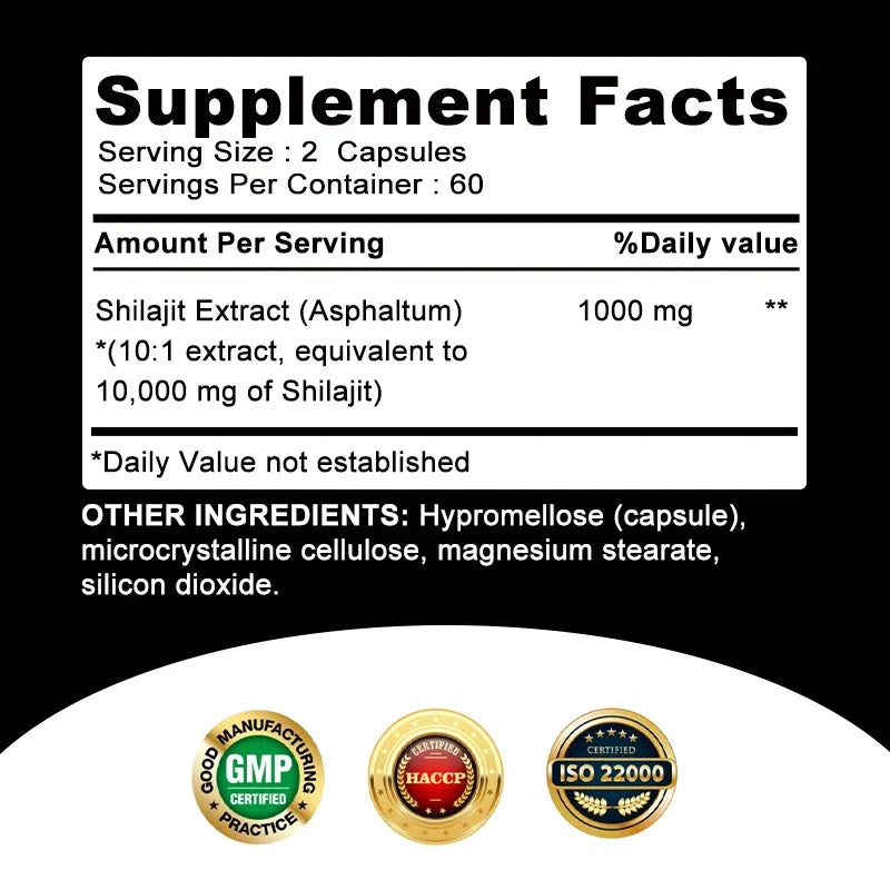 Shilajit Capsules - for Energy, Enhance Men Performance, Muscle Strength, EnduranceSupplement