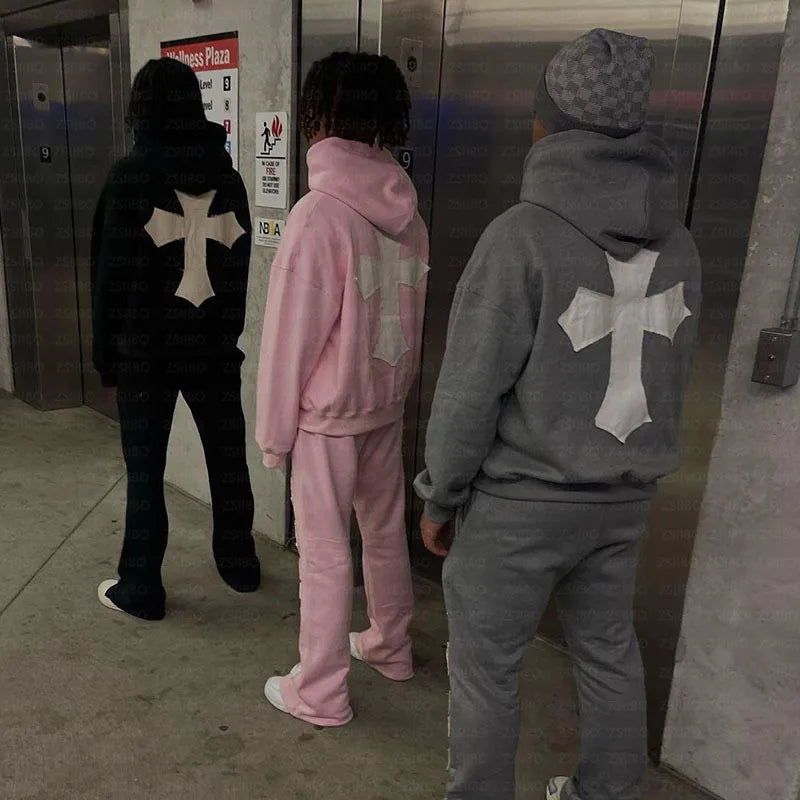 Y2K New European and American Fashion High Street Trendy Sweatshirts Hip Hop Zipper Jacket for Men Letter Patch Loose Hoodies