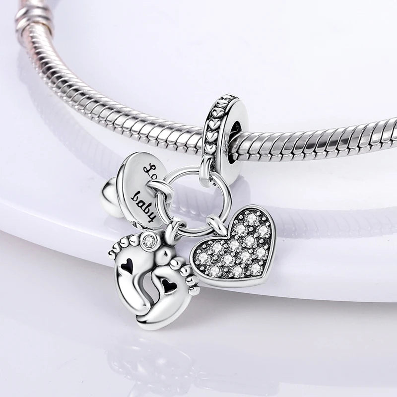 925 Silver Lucky Guardian Angel Dangle Beads Charm Women Fit Original Bracelet Necklace Original DIY Jewelry Making Gift