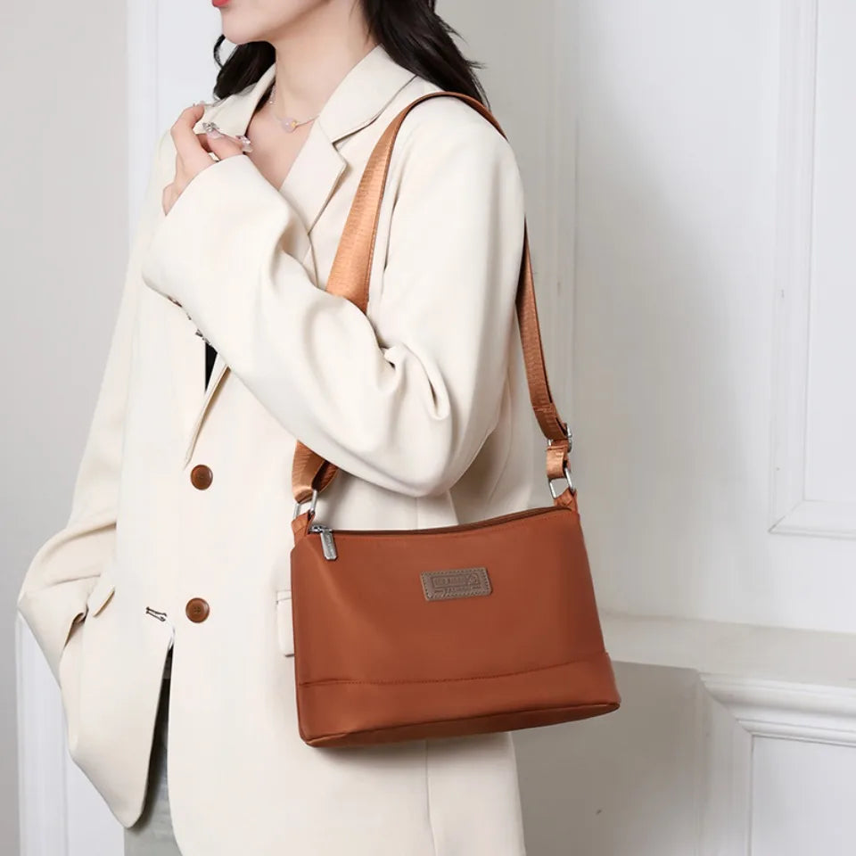 Waterproof Nylon Women Shoulder Bag Three Layers Handbag Ladies Crossbody Bags for Mother Girls Messenger Travel Daily Use Bags