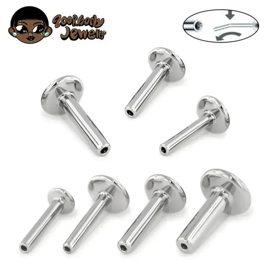 10pcs/lot ASTM F136 Titanium 16G 18G 20G Push In Plug Back Base Stud Earrings Lips Nose Piercing Tragus Body Jewelry Accessories 10pcs Silver