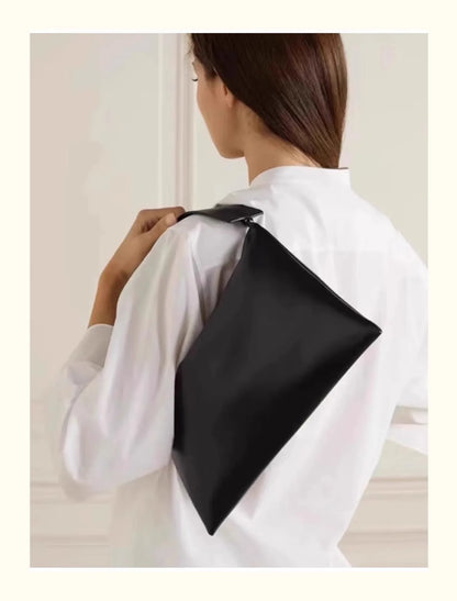 Envelope Bag Vintage Niche Wind Genuine Leather Wide Shoulder Strap Armpit Bag Hundred Sheepskin Shoulder Bag Clutch Bag