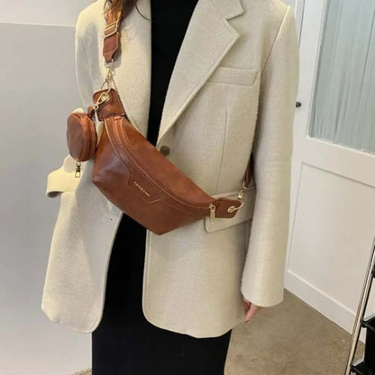 Portable Fanny Packs PU Chest Bag With Coin Purse Korean Style Banana Bag Half Moon Bag Large Capcity Running Waist Bag Men