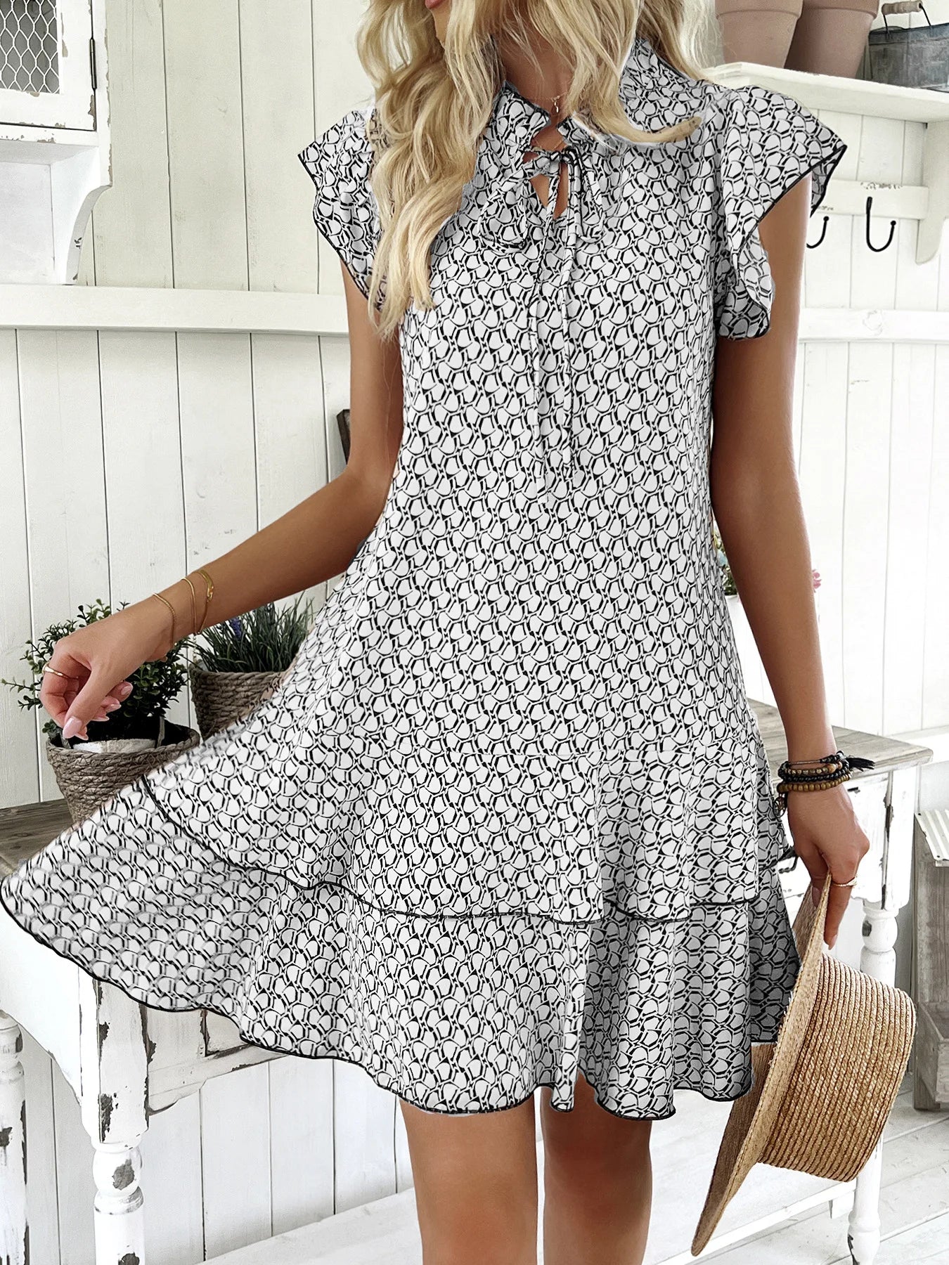 Casual Loose Printed Short Dresses For Women 2025 Fashion Summer Women's A-Line Mini Dress Elegant Vintage Female Dresses