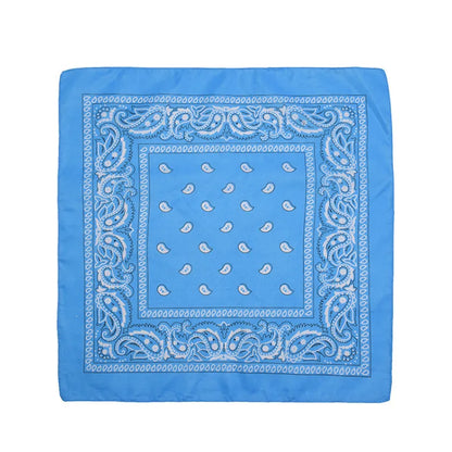 Fashion Hip Hop Bandana Kerchief Unisex Black Hair Band Neck Scarf Headwear Wrist Wraps Head Square Scarves Print Handkerchief SKY BLUE 55CM-55CM