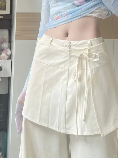 Women's Off White Pants Harajuku Streetwear Oversize Parachute Pants Y2k Retro 2000s Aesthetic Vintage Trousers Fashion Clothes Badiee Stylez