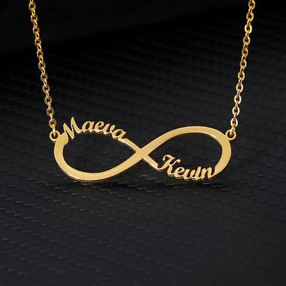 Custom Double Heart Two Names Infinity Necklaces For Women Stainless Steel Customized Necklace Pendant Personalized Jewelry Gift Badiee Stylez