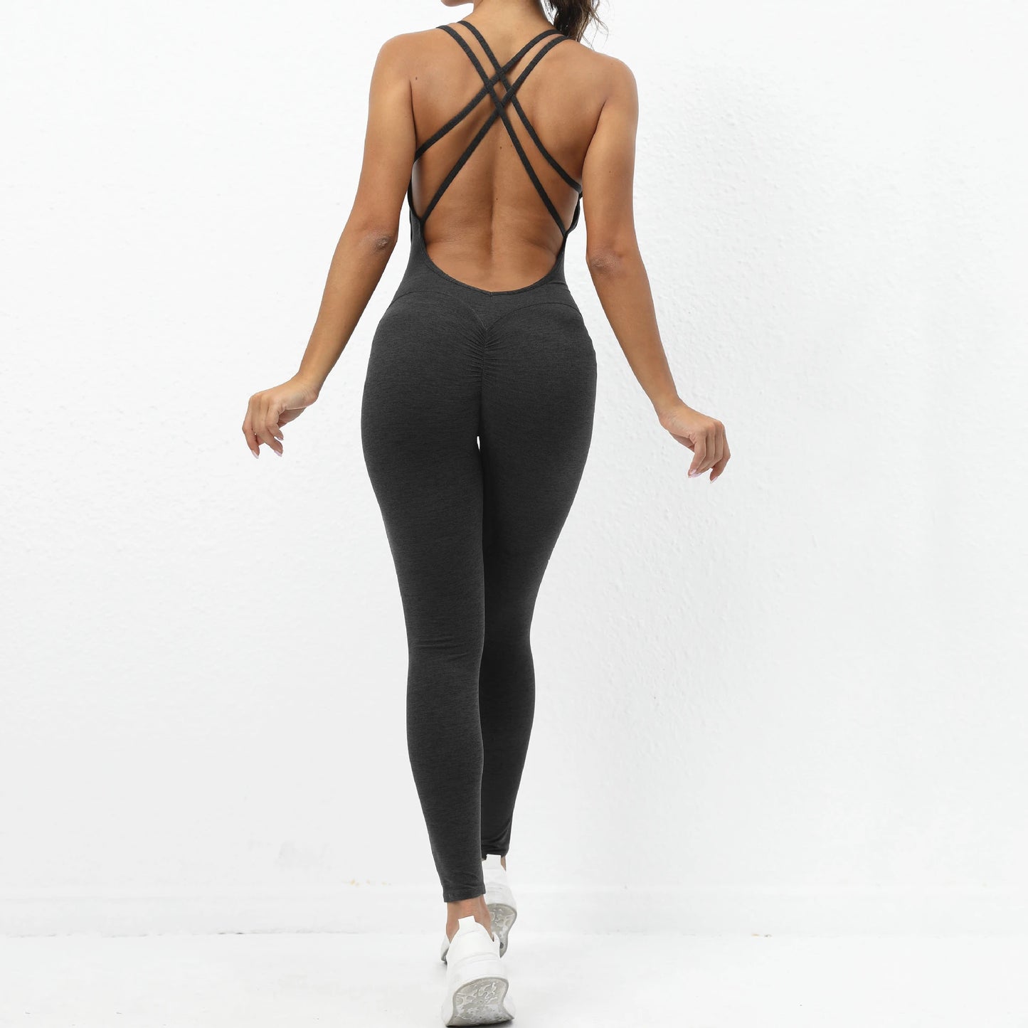 Pad Cross Back Women 2025 Fitness Gym One Piece Jumpsuit Leggings Workout Pant Female Shorts Active Wear Sport Outfit Suit XP116 Badiee Stylez