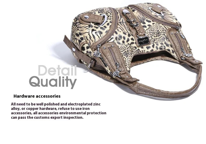 Angelkiss Women Handbags Leopard Bag Top-handle Handbag Fashion Satchel Dumpling Pack Shoulder Bag Tote Bag Hobos Large Purse