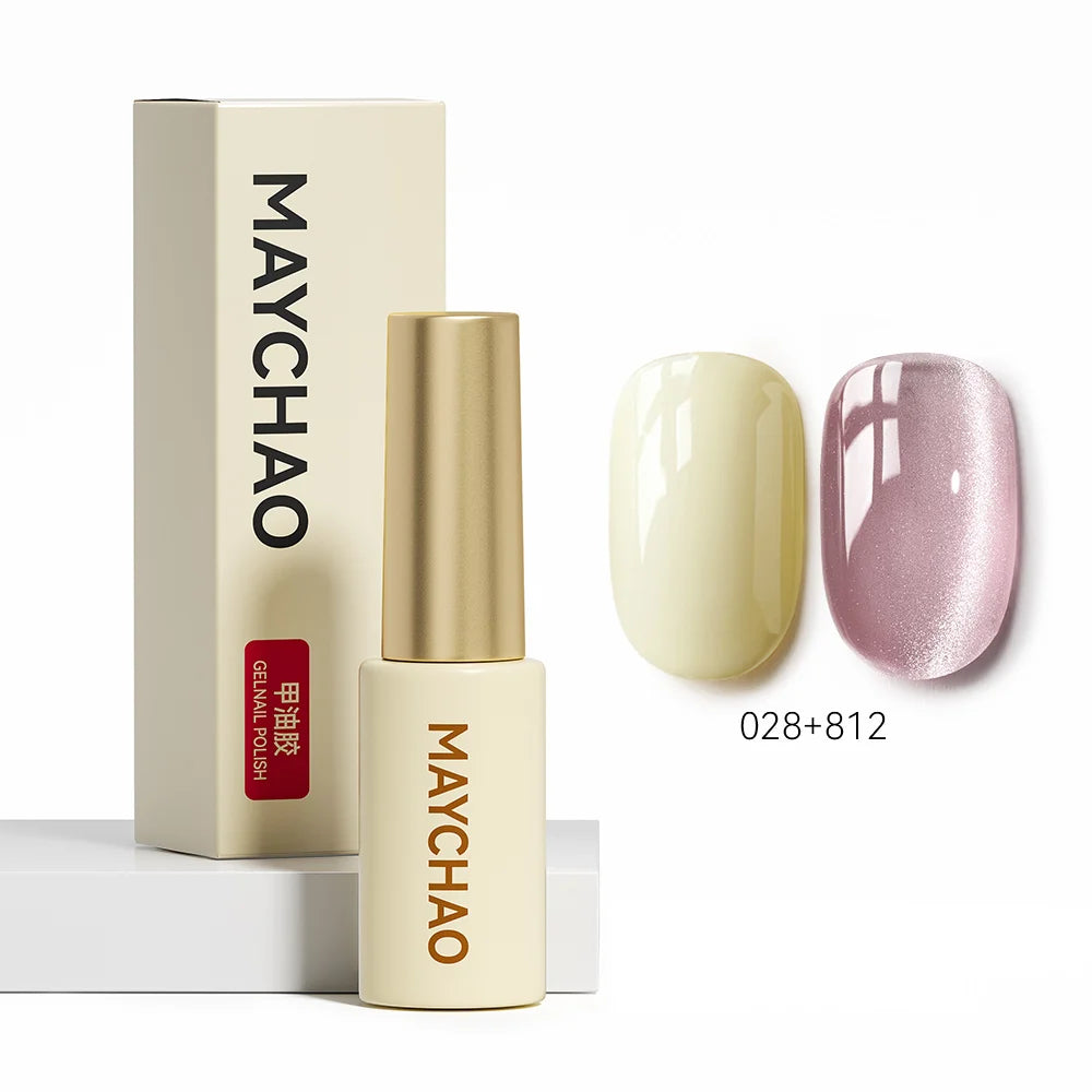 MAYCHAO 5ML Gel Nail Polish 9D Laser Diamond Glitter Cat Eye Gel Semi-Permanent Soak Off UV LED Gel Nail Manicure Tools Nail Art 028And812