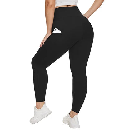 Women's High-Waisted Yoga Pants Plus Size Butt-Lifting Workout Leggings with Pockets Elastic Activewear for Gym & Running