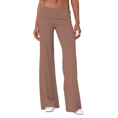 Women Low Waist Flare Leggings Fold Over Skinny Yoga Pants Wide Leg Stretchy Bootcut Bell Bottoms Leggings Loungewear Sweatpants Badiee Stylez