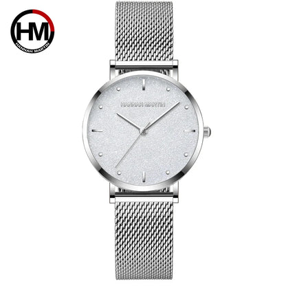 2025 New Women's Luxury Watch Matte Dial Japanese Quartz Movement Stainless Steel Mesh Strap Hannah Martin Brand Original Watch MS36-WYY