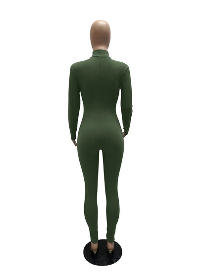 WESAYNB Wholesale Streetwear Clothes Zipper Long Sleeve Jumpsuit Women 2022 Black Blue Pink One-pieces Outfits Bodycon Jumpsuits