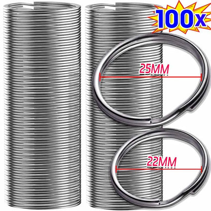 20/100pcs Stainless Steel Polished Key Ring Key Chain 25mm Round Flat Round Split Keychain Metal Blank Circle For DIY Findings