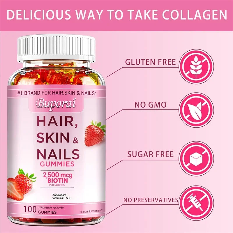 Hair, Skin and Nails Gummies - Supports Skin Care, Nails, Hair, Antioxidants and The Immune System, AntioxidantSupplements