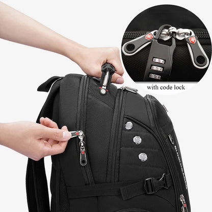 Waterproof 15.6/17.3 Inch Laptop Backpack Men USB Charging Swiss Backpack Travel Women Rucksack Male Vintage School Bag Mochila