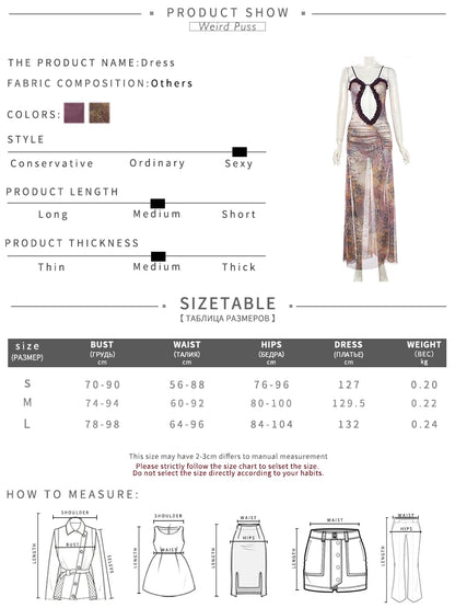 Weird Puss Side Split Women Dress Spaghetti Strap Halter Neck Edible Tree Fungus Hollow Out Sexy Evening Party Ladies Vestido