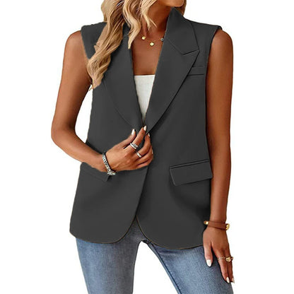 Plus Size European and American Spring/Summer Style Commuting Casual Sleeveless cardigan vest Vest Vest Women's suit