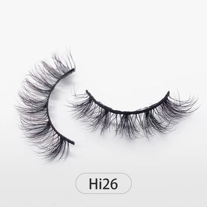 Dropshipping Reuseable Natural Long 12-15mm 3D Faux Mink Lashes Fluffy Volume False Eyelashes Cruelty Free Wispy Makeup Lashes Hi26 15mm CHINA