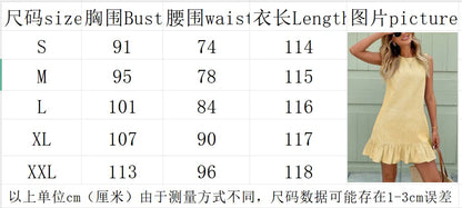 Summer casual and fashionable new cotton linen sleeveless ruffle edge dress