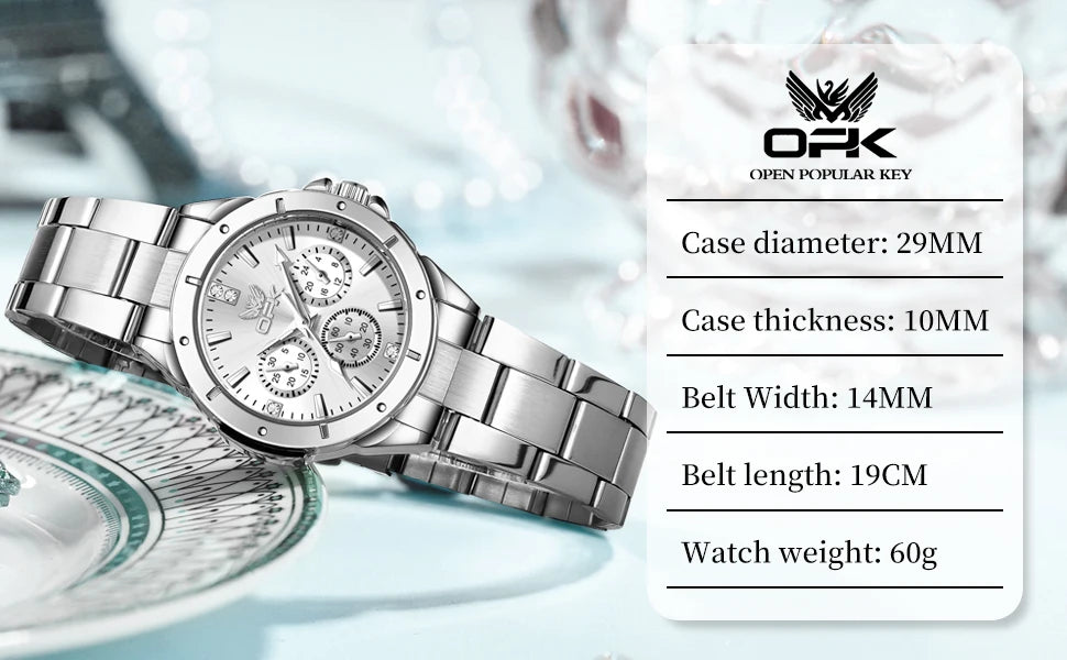 OPK 6001 Women's Watches Original Quartz Watch Waterproof Multifunctional Chronograph Ladies Watches Girls Gifts Reloj Mujer