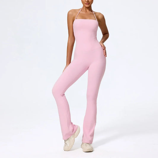 Fashionable Peach-Shaped Hip-Lifting And Neck-Hanging Yoga Jumpsuit For Women Casual And Slightly Flared Fitness Yoga Wear Badiee Stylez