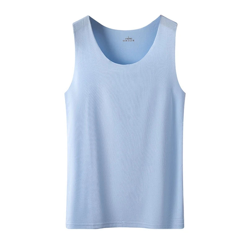 Women Summer Ice Silk Seamless Top Basic Sleeveless O-Neck Racerback Athletic Thin Shirts Plain Solid Color Yoga Quick Dropship Blue