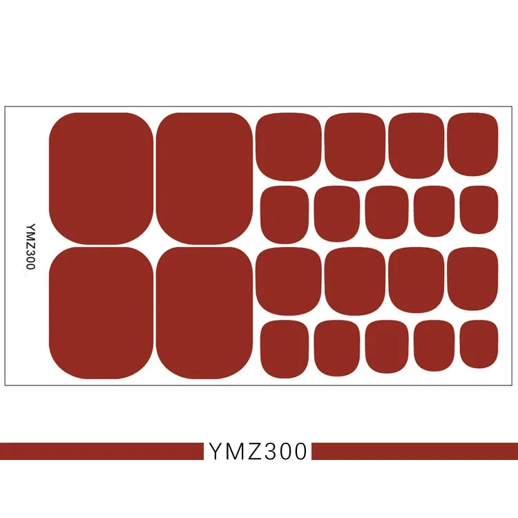 Toe Nail Sticker Wraps Adhesive Decals Toenail Polish Strips DIY Foot Decals Manicure Women Solid Color Full Cover Foot Stickers 08