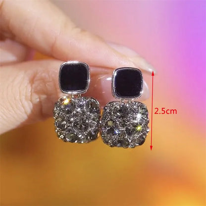 New Purple Crystal Pendants Women Dangle Earrings Korean Fashion Elegant Drop Earrings Square Statement boucles d'oreilles ES1433