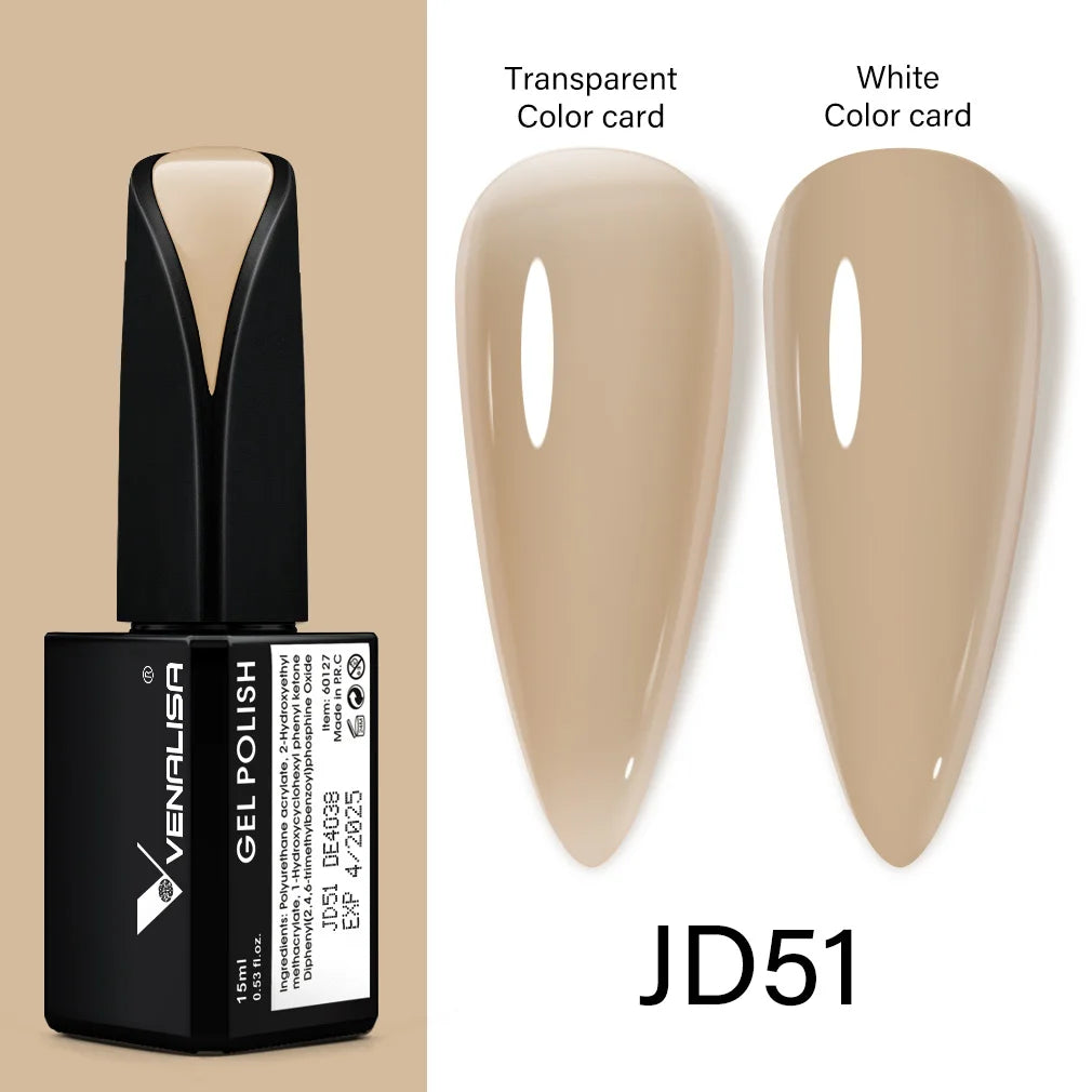 Venalisa 15ml Nail Prep Dehydrator Fast Dry Acid-Free Primer Bond Natural for Builder Jelly Gel Nail Gel Polish Color GelVarnish JD51 jelly color