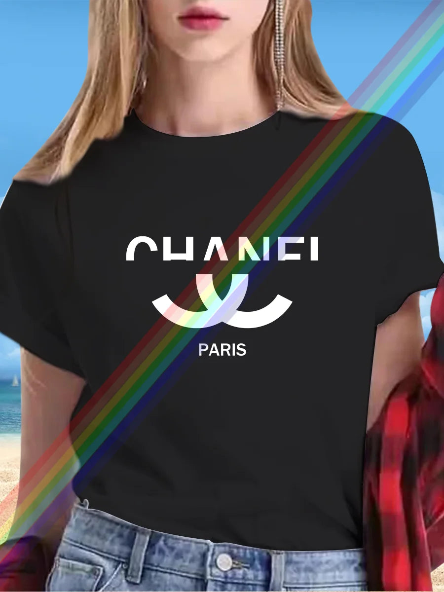 New alphabet Print Casual Graphic T-shirt Short sleeve Sports Women's T-shirt Unisex casual everyday wear Summer women's T-shirt TZ-783 (2) 1 CHINA