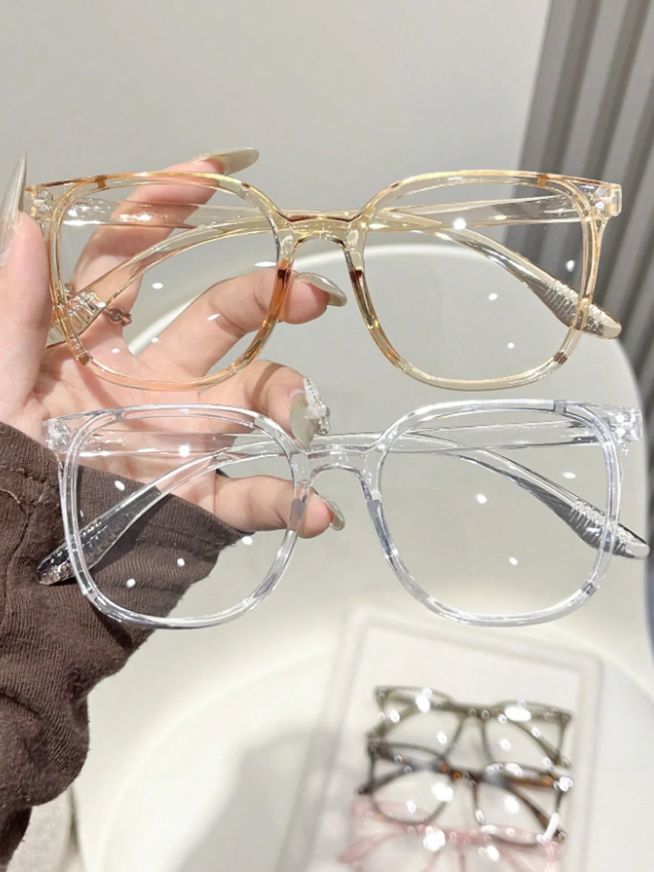 1Pc/3Pcs/4Pcs/6Pcs European and American Classic Popular Square Frame Glasses Set Men's and Women's Fashion Glasses Badiee Stylez