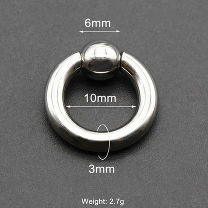 1Pc Large Gauges Stainless Steel CAPTIVE SPRING BEAD RING for Septum Piercing BCR Nose Ring Hoop Expander Earlobe Earrings 00G 3x10-6mm 1 Piece