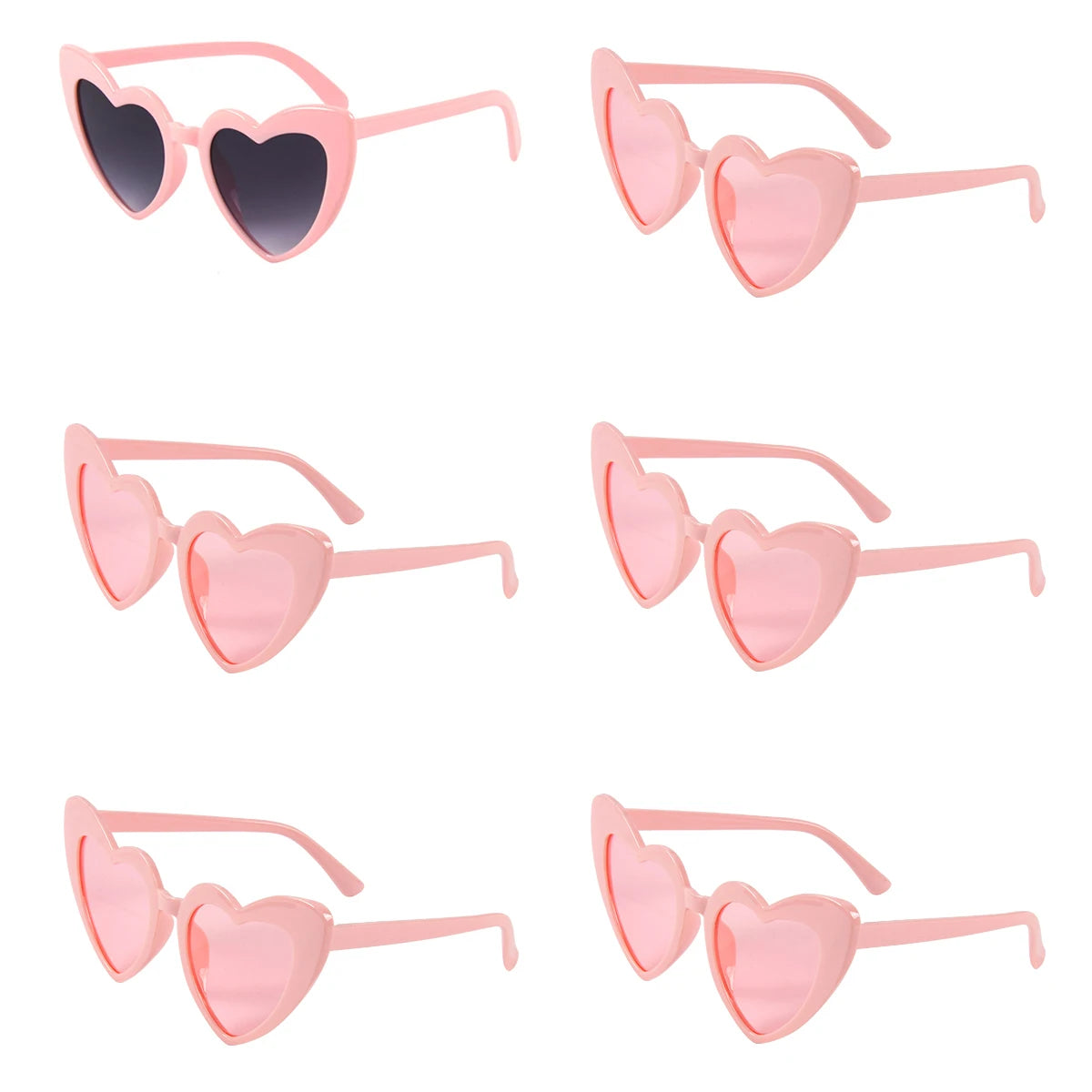 6pcs Bachelorette Party Sunglasses Wedding Bridal Shower Decoration Pink White Heart Glasses Bridesmaid Gifts Hen Party Supplies 1pink-A 5pink-B