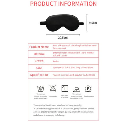 4 PCS Silk Sleeping Eye Mask Set Headband Headband Set Sleep Aid Eye Mask Rest Unisex Eye Mask Set Badiee Stylez