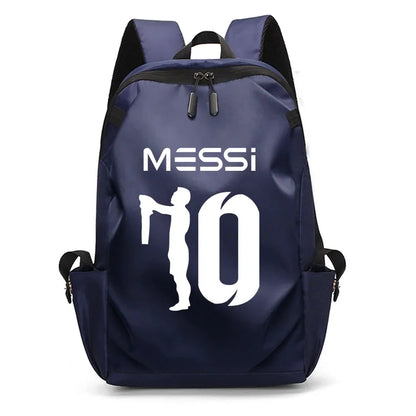 Football Super Stars MESSI Backpack Boy Girl Unisex College Student Backpack Women Men Laptop Teens Student USB Port Rucksack Blue B064