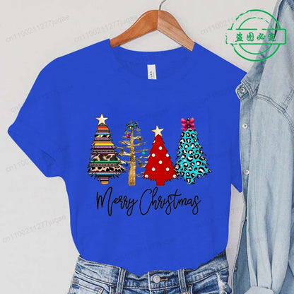 Christmas Lights Xmas Tree Print Fashion Graphic Women Tops Women Tshirt Tee Funny Christmas Party Aesthetic Shirt Camisas Mujer