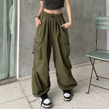 Retro Cargo Pants Women Fashion Streetwear High Waist Thin Casual Sweatpants Harajuku Sports Pants Woman Clothes Trousers Mujer Badiee Stylez