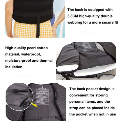 Life Jacket Neoprene Buoyancy Swimming Drifiting Boating Kayaking Vest for Adult Youth Men Women Water Sports Kayak Life Vest