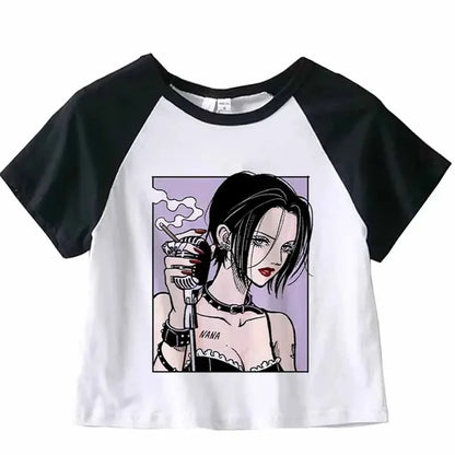 Nana Japanese Short Sleeves Anime Summer Crop Top T Shirt Casual Harajuku T Shirt Top Women Heart Graphic Tees Anime T-shirt 1